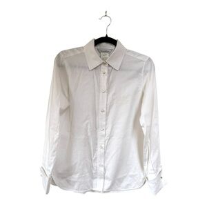 Max Mara Silk Blend Poplin Button Shirt in White Size 2